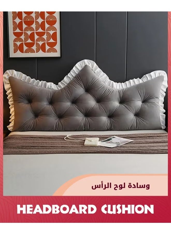 قائمة المنتجات ذات الصلة وسادة الرأس,وسادة على شكل التاج على جانب السرير مع الحواف المتحركة,قراءة وسادة السرير الناعمة مع الضماد,مناسبة لمشاهدة التلفزيون,قراءة الرأس مكبر,90X55X16CM,رمادي,, - Image 4